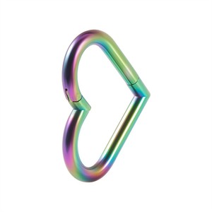 <b>Heart</b> Hinged <b>Rings</b> | Stainless Steel PVD Gold Plated Hypoallergenic <b>Nose</b> Septum Ear Piercing Jewelry - Product Image 3
