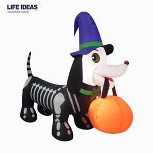 Décorations gonflables d'Halloween de 1,5 m : Chiot squelette Teckel gonflable avec LED intégrées et <span class=keywords><strong>citrouille</strong></span> gonflable pour la décoration d'Halloween - Product Image 5