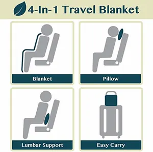 Travesseiro de viagem premium, | avião portátil cobertor com clipe destacável para bagagem, mochila e fivela