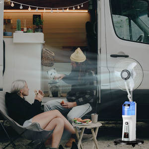 Ventilateur rechargeable de 16 pouces, ventilateur à eau avec réservoir d'eau de 2,1 L, télécommande, oscillation à 3 vitesses, ventilateur <span class=keywords><strong>solaire</strong></span> rechargeable pour la maison - Product Image 2