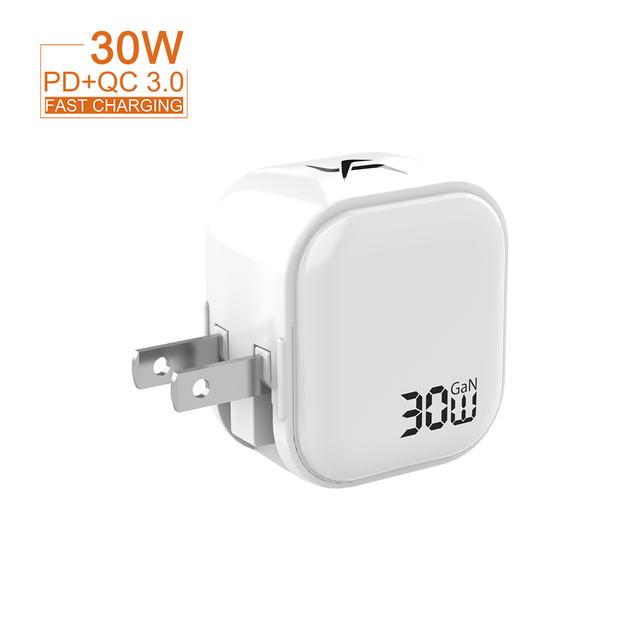 Smart Phones Laptops Cameras US Plug GAN 30W Phone Charger 2-Port USB-C 30W Power Adapter with Fast PD Function Electric