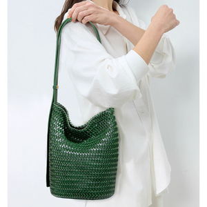 Bolso de Hombro Tipo Bandolera Verde Bosque para Mujer, Estilo Coreano, Tejido, Casual, Gran Capacidad, para Uso Diario - Product Image 3