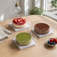 Boîte à gâteaux, desserts et pains carrée transparente de 4 pouces en PET jetable de qualité alimentaire, écologique, personnalisable avec impression, fabriquée au Guangdong