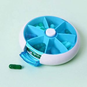 Boîte de rangement médicale en plastique Jh Medibox, promotionnelle, ronde, étanche, avec fonction de rotation pour un rangement efficace des pilules - Product Image 2