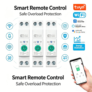 Tuya WiFi Smart Circuit Breaker, 1-63A DIN Rail Air Switch, Remote App Control, Energy Monitoring for Home Use