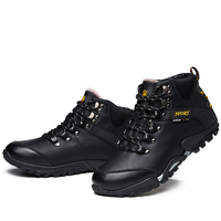 Bottes de randonnée montantes pour hommes en cuir noir, imperméables, de marque originale, robustes et sécurisées, idéales pour le désert