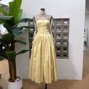 Factory Wholesale Summer New Long <strong>Skirt</strong> Women's <strong>Suspender</strong> square Collar Floral Print Elegant and Fashionable Dress - Product Image 1