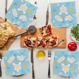 Serviettes en papier jetables imprimées <span class=keywords><strong>bleu</strong></span> <span class=keywords><strong>ciel</strong></span> <span class=keywords><strong>de</strong></span> qualité alimentaire pour bébé garçon, pour fête <span class=keywords><strong>de</strong></span> révélation <span class=keywords><strong>de</strong></span> sexe <span class=keywords><strong>de</strong></span> nouveau-né - Product Image 3