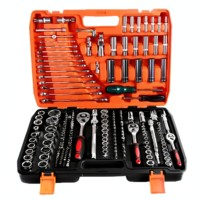 Ensemble d'outils de réparation automobile 216 pièces en acier au chrome-vanadium, clé à cliquet 72T 24T, barre d'extension de embouts S2, étui rigide, garantie OEM 1 an