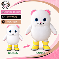 Costume de mascotte en peluche ours blanc personnalisé avec corps arrondi, costume de personnage taille adulte OEM/ODM