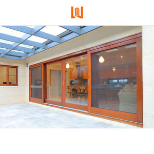 Portes coulissantes patio extérieures résidentielles modernes et personnalisées Portes en bois d'aluminium composite Portes isolées à double vitrage - Product Image 4