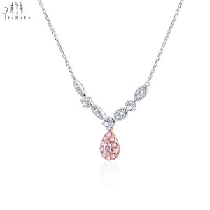 New Arrival High-end Luxury Handmade Shiny Pink Diamond Necklace Jewelry 18K <b>Solid</b> <b>Gold</b> Real Natural Diamonds <b>Pendant</b> Necklace - Product Image 3