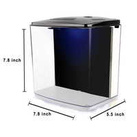 FREESEA Aquarium élégant en verre de petite taille, écologique, pour la maison, avec coins arrondis, mini aquarium