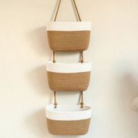 Panier de rangement mural en coton tissé fait main, style japonais à thème de dessin animé, pour dortoir et chambre à coucher
