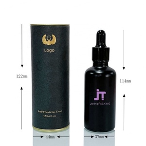 Flacon en verre de 100 ml avec boîte de luxe, emballage cosmétique, flacon compte-gouttes en verre noir mat pour huile essentielle et sérum, avec tube en papier - Product Image 6
