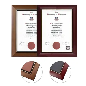 Moldura de diploma universitária ecológica Mondon, moldura larga para certificado de formatura, moldura de madeira para documentos com design múltiplo