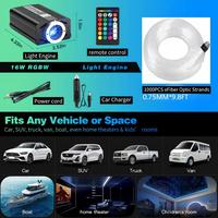 Kit de plafonnier LED à fibres optiques 16W 32W RGBW scintillant IP65 en plastique, 500/1000 pièces, 3M, avec télécommande APP