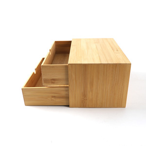 Bamboo storage <b>box</b>, desktop double drawer <b>box</b>, multi-layer drawer type, office <b>small</b> storage cabinet organizer <b>box</b>. Order now! - Product Image 2