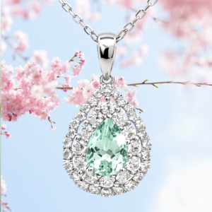 UM Jewelry 18K Gold Plated 925 Silver Pear-Shaped Lab Grown Sapphire Mint Green Gemstone NGTC Certified Pendant <b>Graduation</b> - Product Image 2