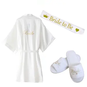 Perlengkapan pesta pernikahan dekorasi pengantin flip flop, kit jubah untuk menjadi pengantin