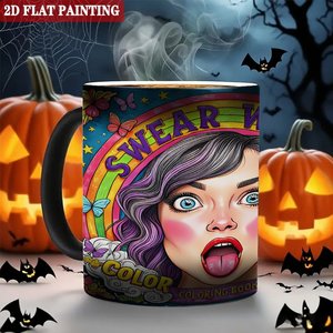 Mug à thé de voyage portable, noir givré, 11 oz, céramique, sensible à la chaleur, tasse magique changeante de couleur - Product Image 6