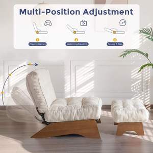 Fauteuil ottoman inclinable moderne et confortable avec repose-pieds réglable, rembourré, pour salon d'hôtel ou salle de lecture - Product Image 4