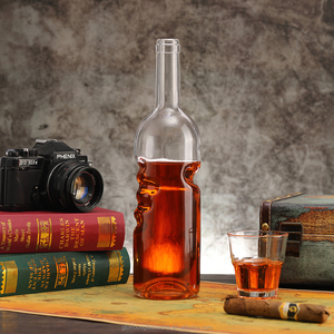 Factory Direct Luxury Crystal White Glass Bottle 700ml 750ml Hand Shape Embossed Texture Empty <strong>Spirit</strong> Bottle for Wine <strong>Spirit</strong> - Product Image 2