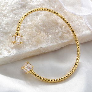Pulsera de Cristal de Cobre con Circonita al por Mayor, Brazalete Chapado en Oro de 18k para Chica - Product Image 5
