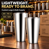2 Pièces Shaker Boston Lesté en Acier Inoxydable 350ml 550ml 750ml 850ml avec Logo et Couleur Personnalisés