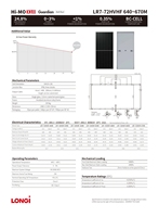 Panneau solaire Longi LR7-72HVHF-650M Hi-MO X10 650W HPBC 2.0 Verre simple 1500V Certifié IEC Utilisation commerciale