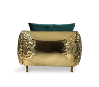 Fauteuil moderne de luxe à bras unique avec pieds entièrement en laiton, fauteuil pivotant design pour salon, mobilier contemporain, décoration dorée