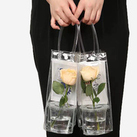 Haut de gamme Transparent PVC fleur sac fourre-tout fête des enseignants fête des mères saint valentin tasse fleur emballage en plastique cadeau