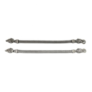 Viking Double tête de loup lien chaîne cubaine foncé pas brillant ancien Vintage argent hommes Bracelet en acier 316L <span class=keywords><strong>bijoux</strong></span> mode - Product Image 1