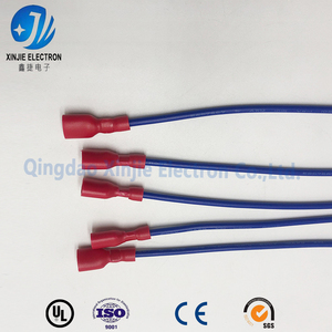 उल प्रमाणित कस्टम फोर्क टर्मिनल वायर हार्नेस, ब्लू/पीले-हरे/लाल पूर्व-कुरकुड लीड तार को ग्राउंडिंग के लिए इंसुलेटेड आस्तीन के साथ - Product Image 2