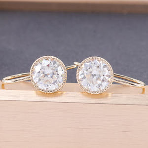 Pendientes de Oro Amarillo de 10K con Piedras Preciosas Sueltas de Color DEF, Pendientes de Moissanita de Corte Redondo Estilo Europeo Antiguo, Joyería Fina Provence Gems - Product Image 3