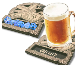 Khay xúc xắc và đế lót ly bằng gỗ 2 trong 1, thiết kế phù thủy giả tưởng dành cho game thủ DND RPG - Product Image 1