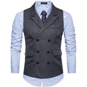 wholesale fashion striped suit cotton vest waistcoat for men