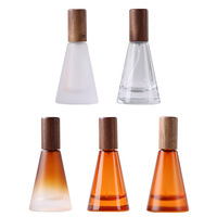 Nouveau produit – Flacon de parfum à pulvérisation fine de 15 ml avec couvercle en bois de bambou à fond épais, dégradé givré couleur thé, pour huiles essentielles