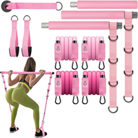 Barre de Pilates réglable avec bandes de résistance TPE, équipement d'entraînement multifonctionnel pour femmes, entraînement des jambes et des bras, portable, 3 sections