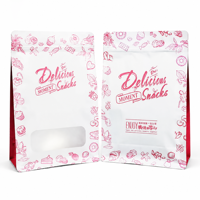 Sachet alimentaire personnalisé imprimé avec fenêtre et fermeture éclair, idéal pour les noix et bonbons, emballage de qualité alimentaire, vente en gros, marque privée OEM