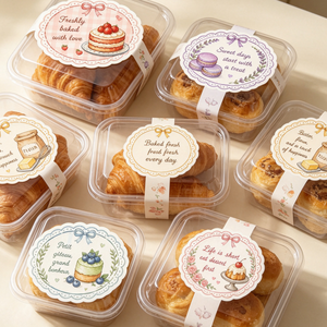 Custom Cute Dessert Themed Label <b>Sheets</b> Premium Coated Paper Soft Pastel Graphic Adhesive Tags For Homemade Baked Goods - Product Image 2
