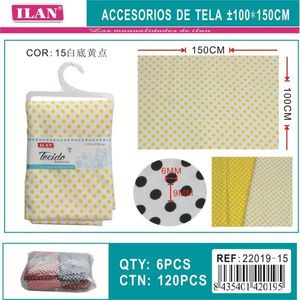 Tessuto a Pois Ilan 100x150cm Giallo con Ricami a Pois Materiale per Artigianato - Product Image 1