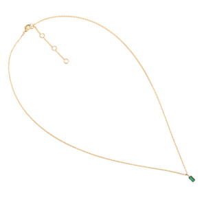 Pendentif en forme de baguette en zirconium cubique vert, fait à la main, chaîne en argent sterling plaqué or, fiançailles chrétiennes, mariage, fête - Product Image 3