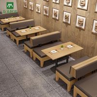 Ensemble table et chaises en bois massif de style américain moderne avec banquettes pour cafés, restaurants et salons de thé commerciaux