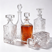 Ensemble de carafes à liqueur en verre gravé, bouteilles carrées et rondes transparentes pour whisky, brandy, bar à domicile, cadeau