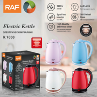 Bouilloire électrique en acier inoxydable RAF R.7838, 2,0 L, intérieur sans BPA, chauffage rapide 2000 W, base pivotante à 360 degrés