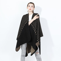 Poncho super doux en fausse fourrure de cachemire, ouvert sur le devant, personnalisé, réversible double face, cape ethnique, châle chaud d'hiver, unisexe