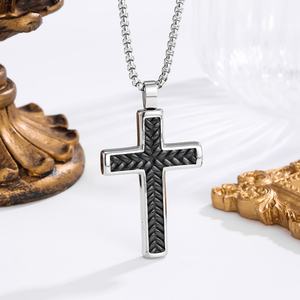 Mens <b>Cross</b> Pendant Necklace Stainless Steel 18K Gold Plated Christian Faith Durable Non Tarnish Hypoallergenic Bulk Jewelry Gift - Product Image 3