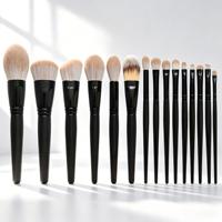 Ensemble de 15 pinceaux de maquillage professionnels en fibres ultra-fines de qualité supérieure, logo personnalisé, noir, 15 pièces