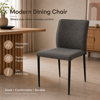 Chaises de salle à manger pour restaurant, chaise en tissu texturé avec pieds en métal fins pour hall d'hôtel, banquet, cantine, bistrot, bar, salle à manger, salon